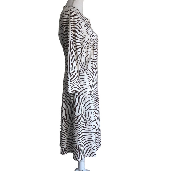 J McLaughlin Brown Cream Zebra Print Dress Medium - Picture 2 of 11